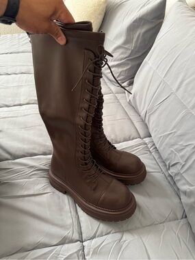 Women’s Tall Lace-Up Combat Boots - Brown